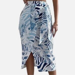 SHEIN- Leaf Patterned Wrap Skirt